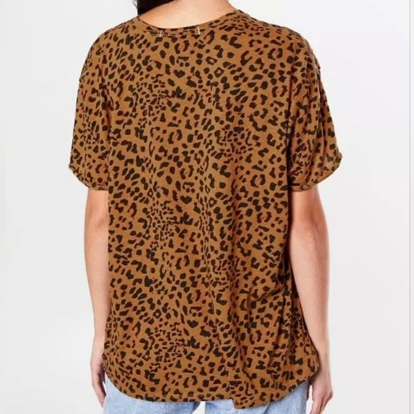 Free People We the Free Clarity T Shirt in Cheetah Combo Size Medium - Picture 3 of 10